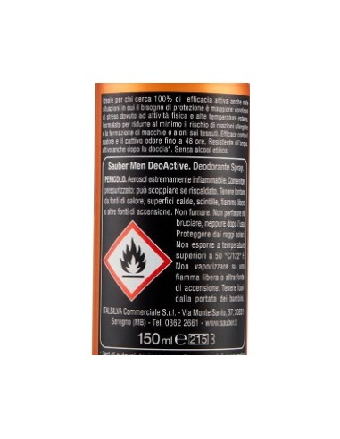 sauber deodorante spray 150ml - men deo active sport & stress 48h no alcool: tuttocasashop.it: igiene e cura della persona