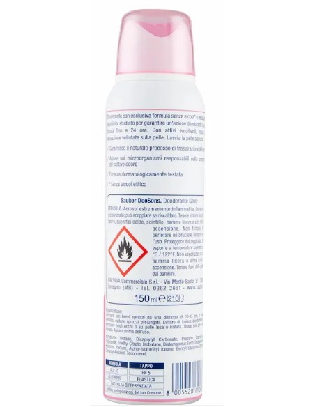 sauber deodorante spray 150ml deo sens - no alcool - senza sali di alluminio: tuttocasashop.it: igiene e cura della persona