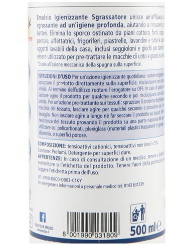 emulsio +higiene igienizzante sgrassatore 500ml - rimuove germi e batteri: tuttocasashop.it: pulizia e cura della casa