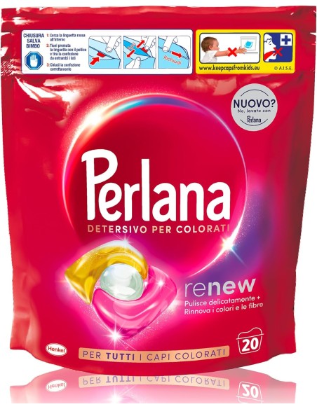 perlana renew color - 20 capsule di detersivo per tutti i capi colorati: tuttocasashop.it: prodotti per bucato e tessuti
