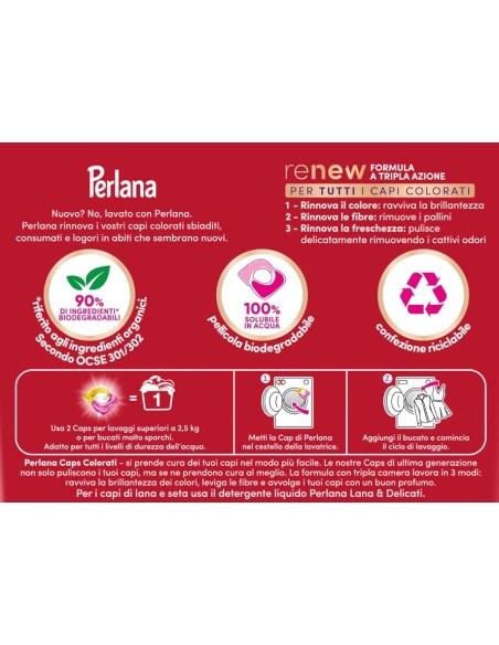 perlana renew color - 20 capsule di detersivo per tutti i capi colorati: tuttocasashop.it: prodotti per bucato e tessuti