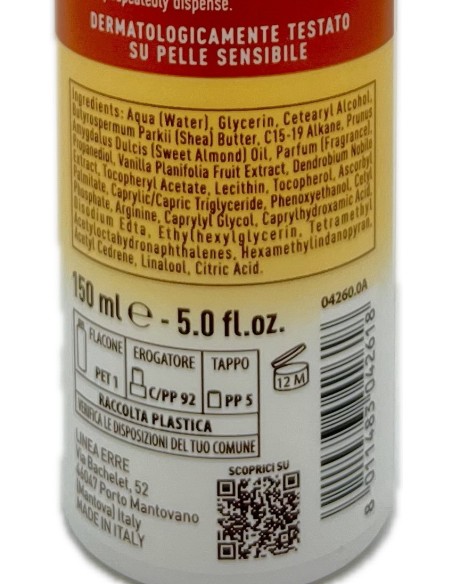 giardino dei sensi burro corpo spray - 150ml - vaniglia e orchidea: tuttocasashop.it: igiene e cura della persona