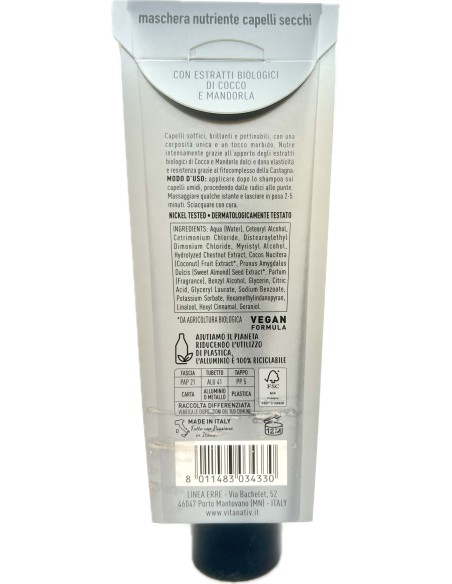 vitanativ professional maschera 150ml - nutriente per capelli secchi: tuttocasashop.it: igiene e cura della persona