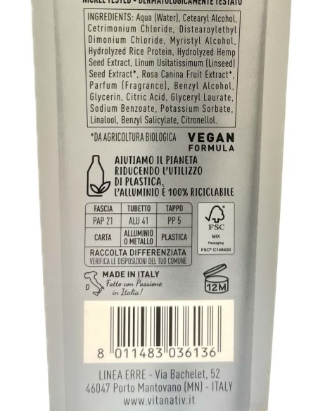 vitanativ professional maschera 150ml - per capelli lisci - lisciante: tuttocasashop.it: igiene e cura della persona