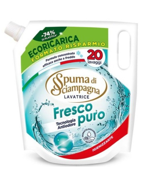 spuma di sciampagna deterivo lavatrice liquido 20 lavaggi 1 litro - fresco: tuttocasashop.it: prodotti per bucato e tessuti