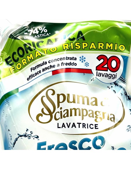 spuma di sciampagna deterivo lavatrice liquido 20 lavaggi 1 litro - fresco: tuttocasashop.it: prodotti per bucato e tessuti