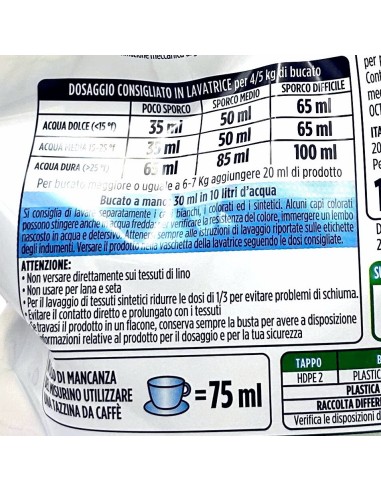 spuma di sciampagna deterivo lavatrice liquido 20 lavaggi 1 litro - fresco: tuttocasashop.it: prodotti per bucato e tessuti