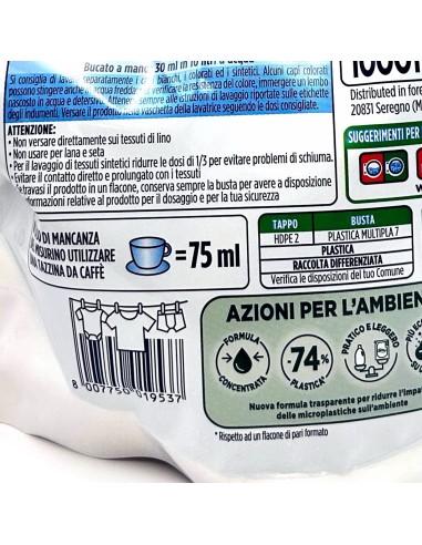 spuma di sciampagna deterivo lavatrice liquido 20 lavaggi 1 litro - fresco: tuttocasashop.it: prodotti per bucato e tessuti