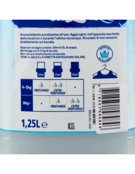fabuloso ammorbidente per bucato - 56 lavaggi 1250ml - ipoallergenico: tuttocasashop.it: prodotti per bucato e tessuti