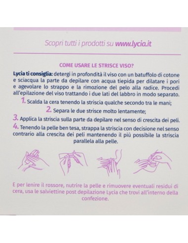 lycia 20 strisce depilatorie viso + 4 salviettine per pelli sensibili: tuttocasashop.it: igiene e cura della persona