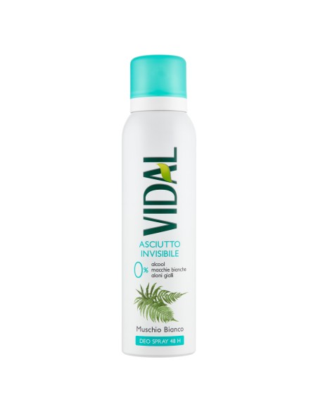 vidal deodorante spray - 150ml - asciutto invisibile - muschio bianco: tuttocasashop.it: igiene e cura della persona