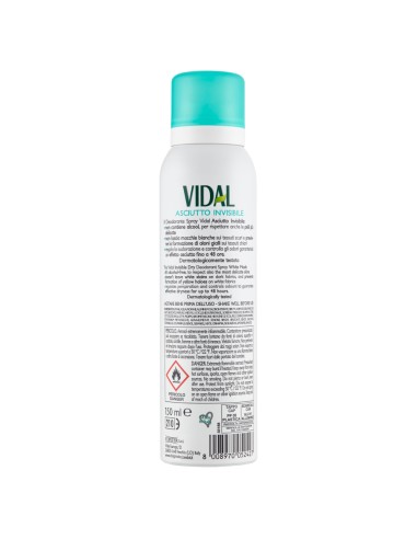vidal deodorante spray - 150ml - asciutto invisibile - muschio bianco: tuttocasashop.it: igiene e cura della persona