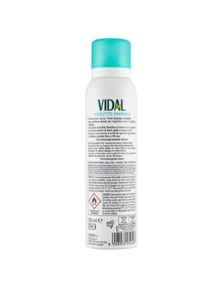 vidal deodorante spray - 150ml - asciutto invisibile - muschio bianco: tuttocasashop.it: igiene e cura della persona