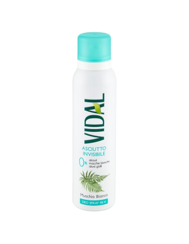 vidal deodorante spray - 150ml - asciutto invisibile - muschio bianco: tuttocasashop.it: igiene e cura della persona