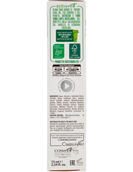 blanx dentifricio - 75ml - sbiancante - licheni islandici: tuttocasashop.it: igiene e cura della persona