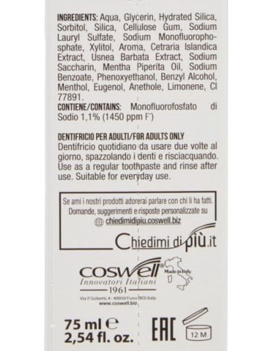 blanx dentifricio - 75ml - sbiancante - licheni islandici: tuttocasashop.it: igiene e cura della persona