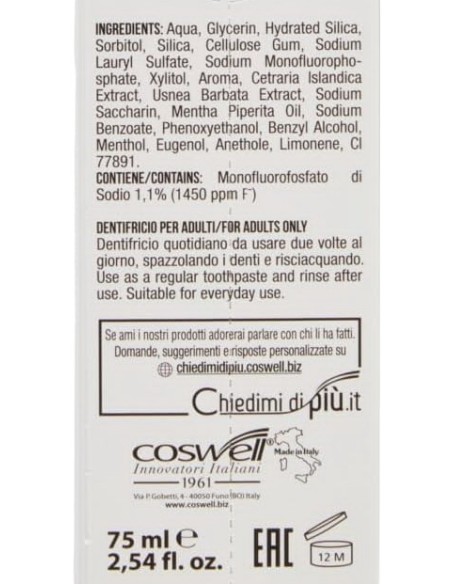 blanx dentifricio - 75ml - sbiancante - licheni islandici: tuttocasashop.it: igiene e cura della persona
