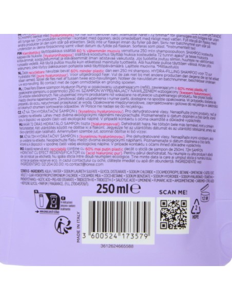 elvive shampoo eco-ricarica 250ml - hydra hyaluronic - idratazione 72h: tuttocasashop.it: igiene e cura della persona