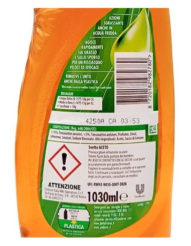 svelto detersivo per piatti e stoviglie - 1030ml - aceto - antiodore: tuttocasashop.it: pulizia e cura della casa