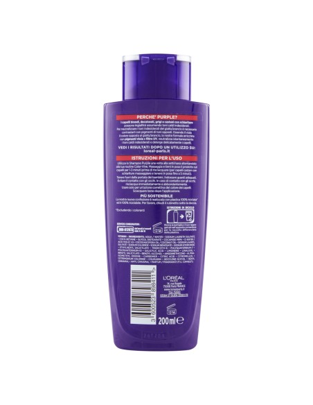 elvive purple shampoo - 200ml - antigiallo - anti-giallo: tuttocasashop.it: igiene e cura della persona