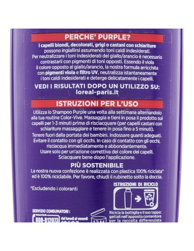 elvive purple shampoo - 200ml - antigiallo - anti-giallo: tuttocasashop.it: igiene e cura della persona