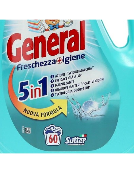 general detersivo lavatrice liquido 60 lavaggi 2400ml - igienizzante: tuttocasashop.it: prodotti per bucato e tessuti