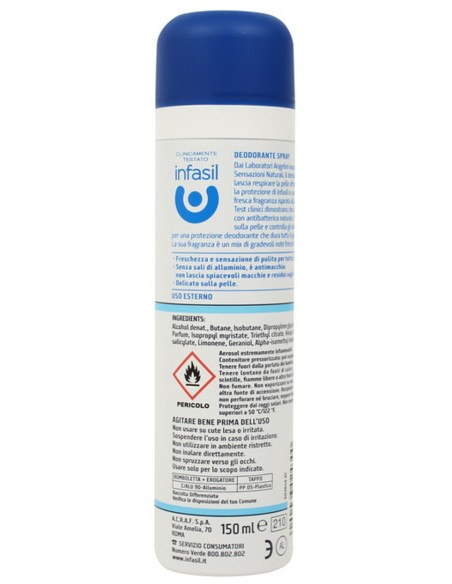 infasil deodorante spray 150ml - freschezza marina: tuttocasashop.it: igiene e cura della persona