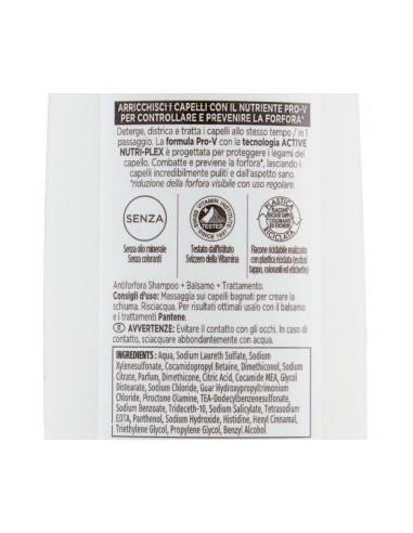 pantene pro-v shampoo balsamo e trattamento - 250ml - antiforfora: tuttocasashop.it: igiene e cura della persona