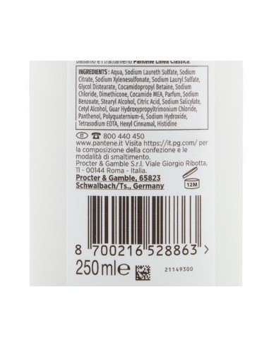 pantene pro-v shampoo balsamo e trattamento - 250ml - classico: tuttocasashop.it: igiene e cura della persona