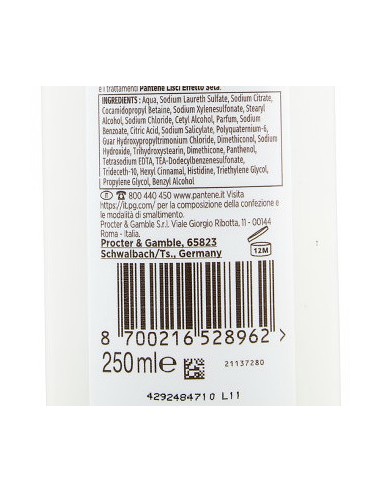 pantene pro-v shampoo balsamo e trattamento - 250ml - lisci setosi: tuttocasashop.it: igiene e cura della persona