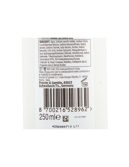 pantene pro-v shampoo balsamo e trattamento - 250ml - lisci setosi: tuttocasashop.it: igiene e cura della persona