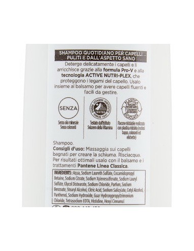 pantene pro-v shampoo - 250ml - classico: tuttocasashop.it: igiene e cura della persona