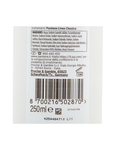 pantene pro-v shampoo - 250ml - classico: tuttocasashop.it: igiene e cura della persona