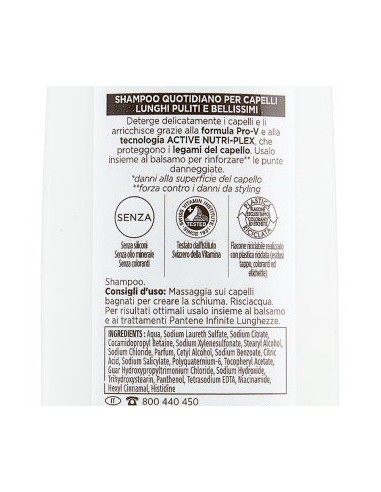 pantene pro-v shampoo - 250ml - lunghezze infinite: tuttocasashop.it: igiene e cura della persona