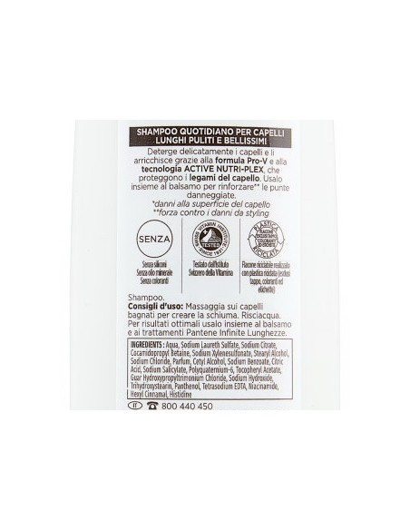 pantene pro-v shampoo - 250ml - lunghezze infinite: tuttocasashop.it: igiene e cura della persona