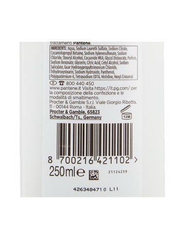 pantene pro-v shampoo - 250ml - rigenera & protegge: tuttocasashop.it: igiene e cura della persona
