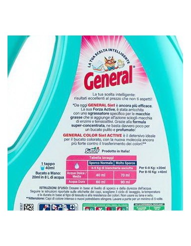 general detersivo lavatrice liquido 28 lavaggi 1120ml - color capi colorati: tuttocasashop.it: prodotti per bucato e tessuti