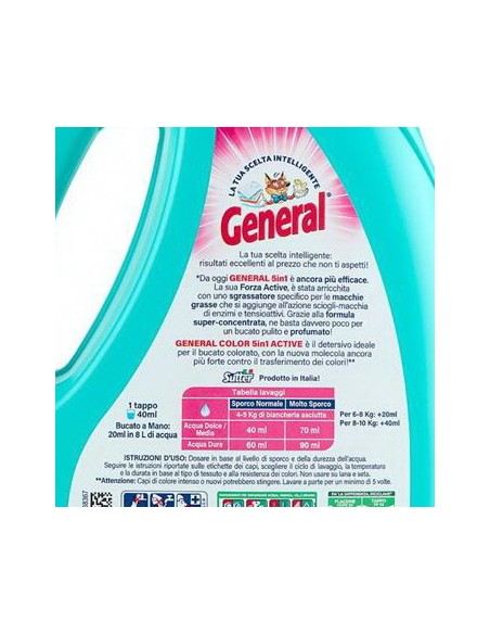 general detersivo lavatrice liquido 28 lavaggi 1120ml - color capi colorati: tuttocasashop.it: prodotti per bucato e tessuti
