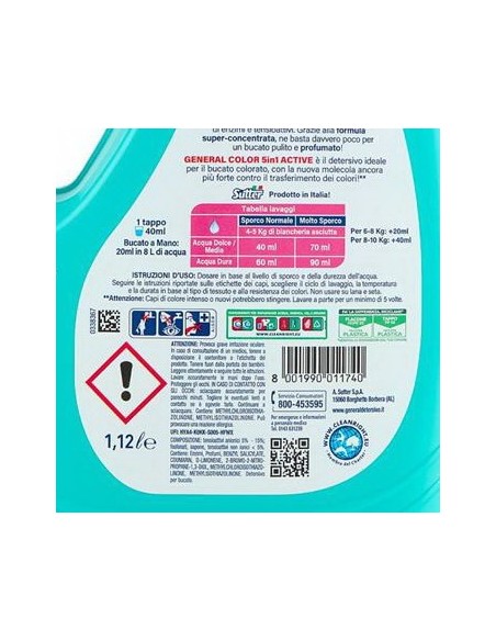 general detersivo lavatrice liquido 28 lavaggi 1120ml - color capi colorati: tuttocasashop.it: prodotti per bucato e tessuti