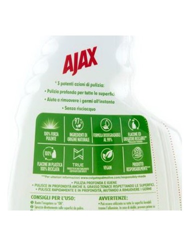 ajax sgrassatore spray - 600ml - igienizzante: tuttocasashop.it: pulizia e cura della casa