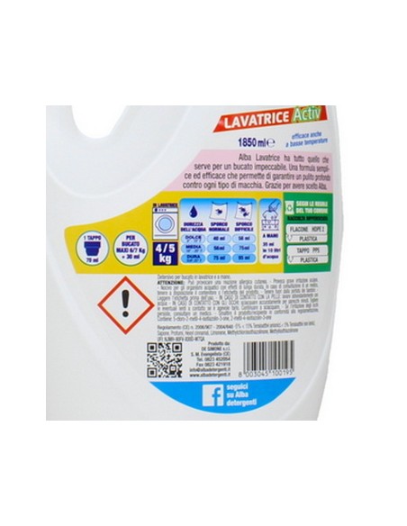 alba detersivo lavatrice liquido 33 lavaggi 1850ml - mix color: tuttocasashop.it: prodotti per bucato e tessuti