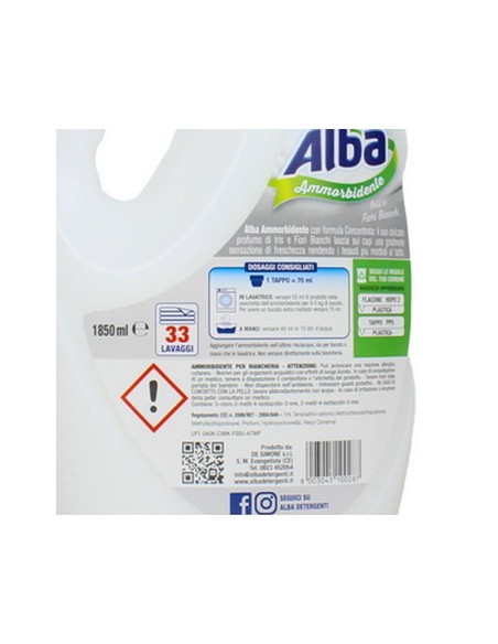 alba ammorbidente per bucato - 33 lavaggi - 1850ml - iris e fiori bianchi: tuttocasashop.it: prodotti per bucato e tessuti
