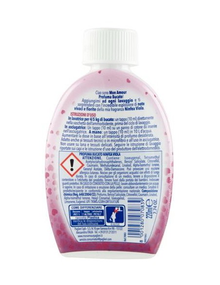 mon amour profumatore biancheria 220ml lavatrice asciugatrice - ninfea: tuttocasashop.it: prodotti per bucato e tessuti