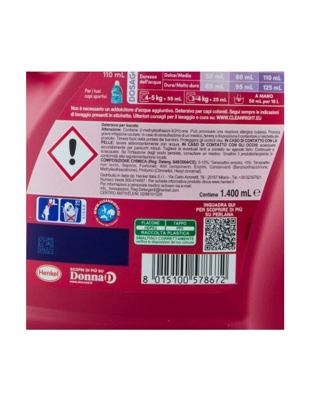 perlana renew detersivo per bucato - 1400ml 28 lavaggi - per capi colorati: tuttocasashop.it: prodotti per bucato e tessuti