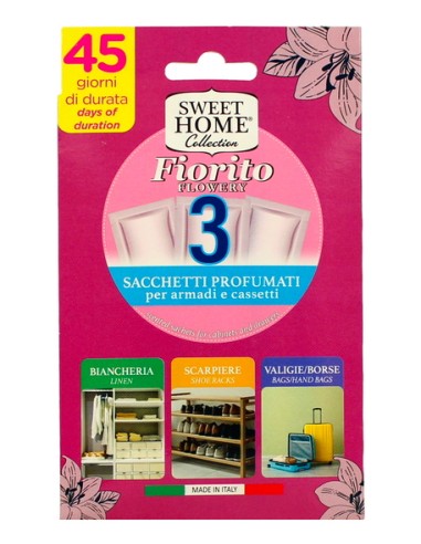 sweet home 3 sacchetti profumati per armadi e cassetti 45gg - fiorito: tuttocasashop.it: prodotti per bucato e tessuti