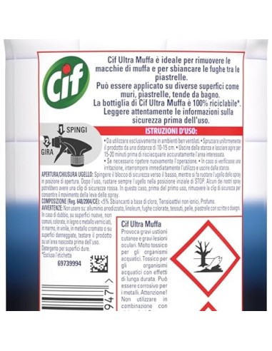 cif ultra muffa - antimuffa spray - 500ml - per muri e fughe: tuttocasashop.it: pulizia e cura della casa