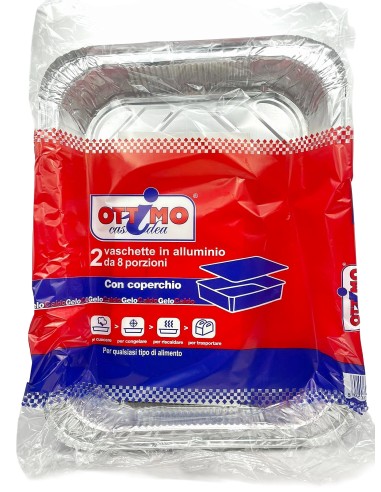 ottimo 2 vaschette in alluminio con coperchio - 8 porzioni 32x26x5cm: tuttocasashop.it: carta & monouso