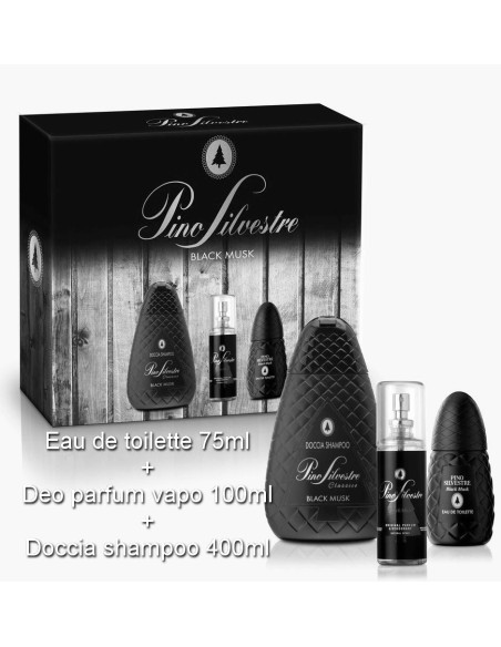 pino silvestre confezione: profumo 75ml + deo 100ml + doccia - black musk: tuttocasashop.it: igiene e cura della persona
