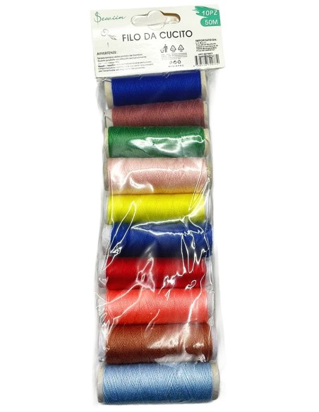 filo da cucito - 10 spolette in colori assortiti: tuttocasashop.it: altro - bazar