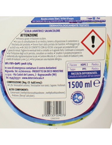 scala detersivo lavatrice liquido 1500ml - 37 lavaggi - colore: tuttocasashop.it: prodotti per bucato e tessuti